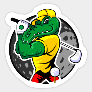 alligator golfer illustration Sticker